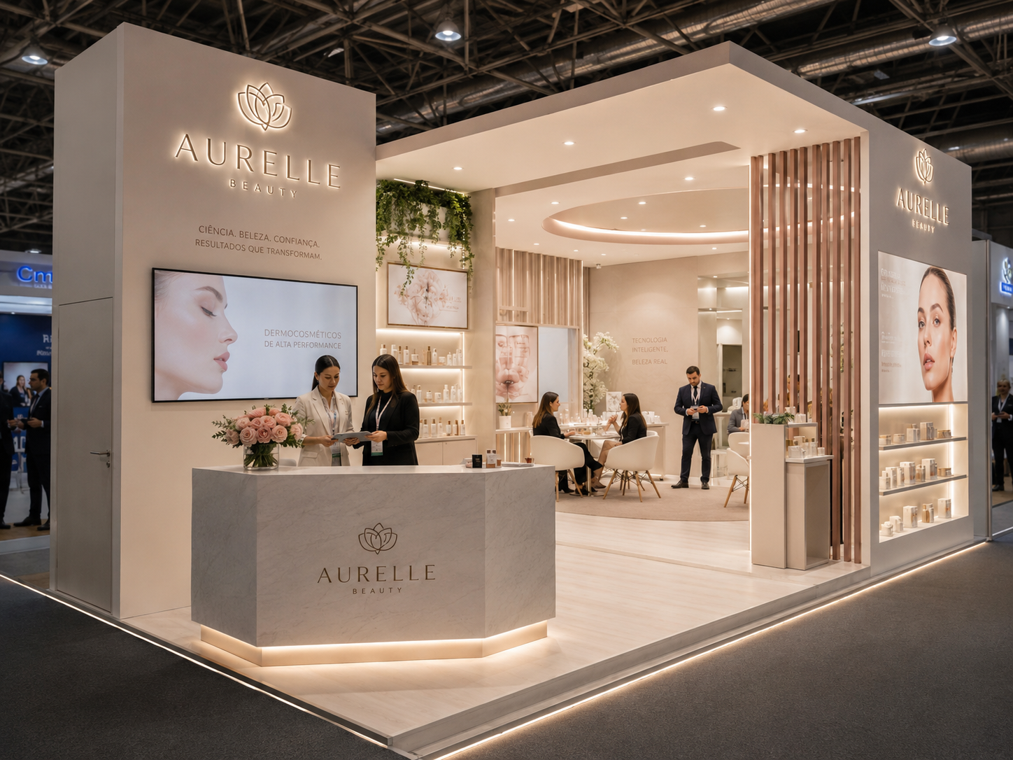 Stand montado em feira corporativa